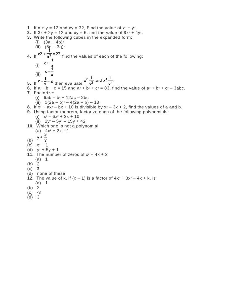 Algebra Problems and Solutions Guide | PDF