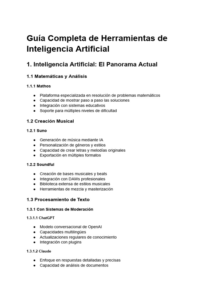 Guía Completa de Herramientas de Inteligencia Artificial | PDF ...