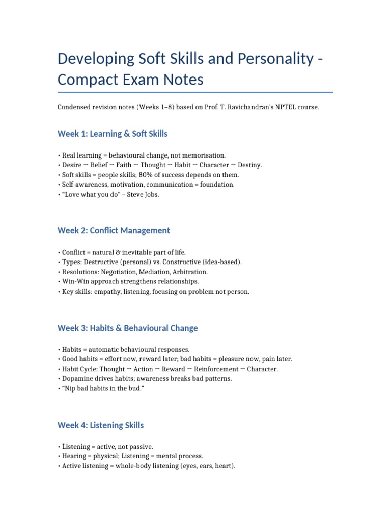 Soft Skills Development Exam Notes | PDF | Nonverbal Communication ...