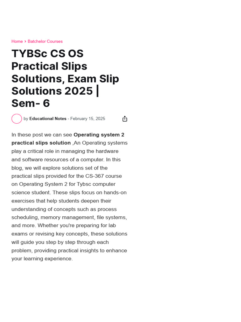 TYBSc CS OS Practical Solutions 2025 | PDF | Integer (Computer Science ...