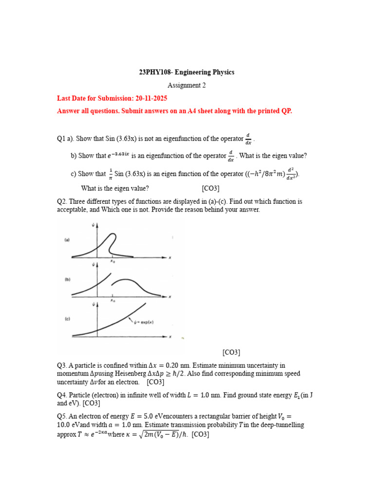 Assignment 2 23PHY108 MEE | PDF