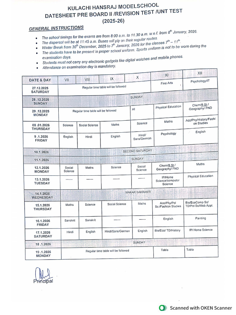 Date Sheet | PDF