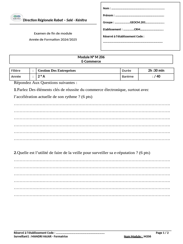E-Commerce Exam Questions 2024/2025 | PDF