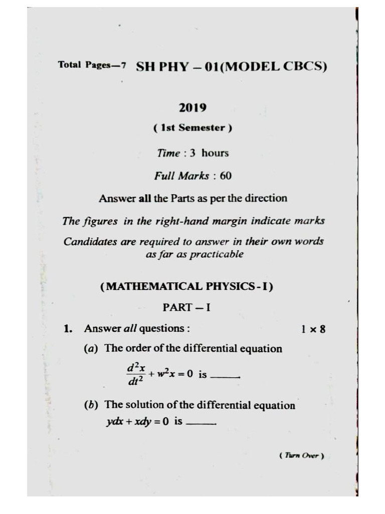 Phy C-1 (2019) | PDF