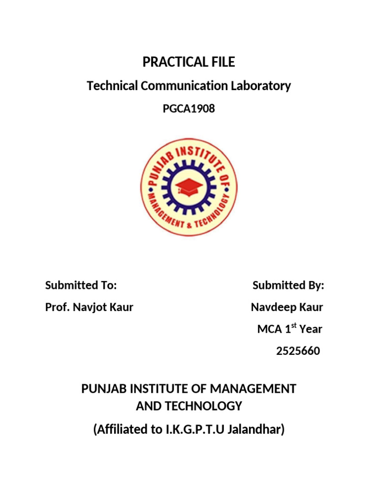 MCA Practical Files for Technical Courses | PDF