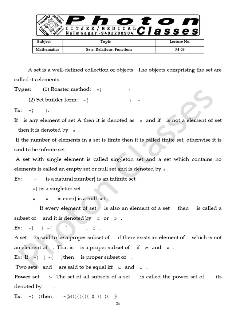 Sets, Relations, and Functions Overview | PDF | Set (Mathematics ...
