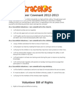 Volunteer Covenant 2012-2013: As A Gracekids Volunteer, I Am Committed To The Church