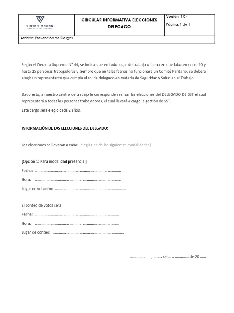 Circular Informativa Elecciones Delegado | PDF