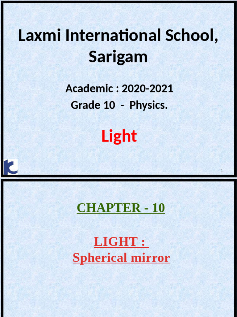 3. Light | PDF | Mirror | Sphere