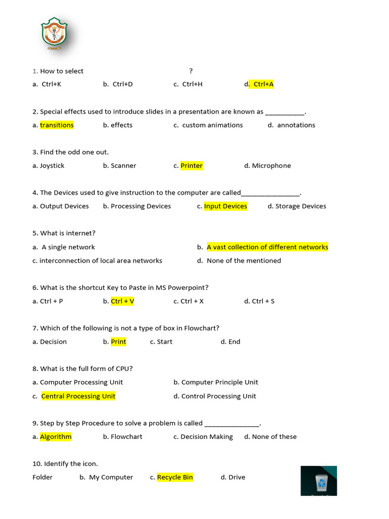 Practice Questions Grade VI | PDF