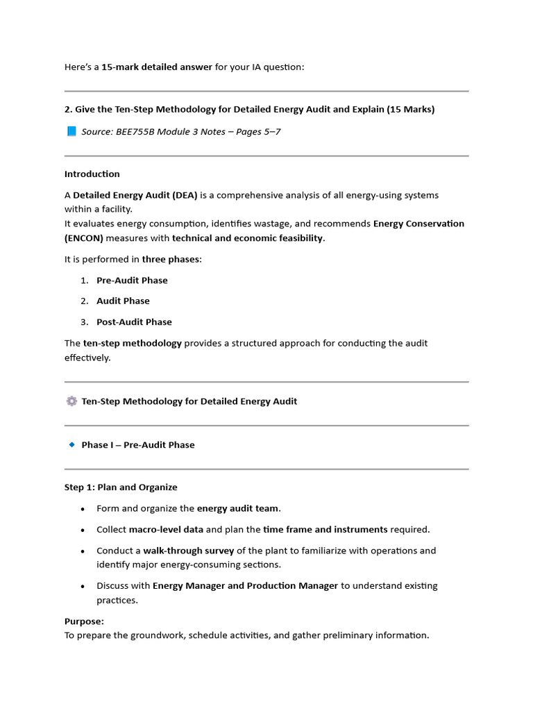 Ten-Step Energy Audit Methodology | PDF | Energy Conservation | Audit