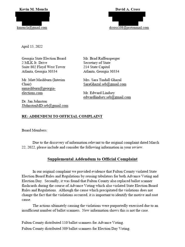 Fulton County Election Violations Addendum | PDF | Legal Liability ...