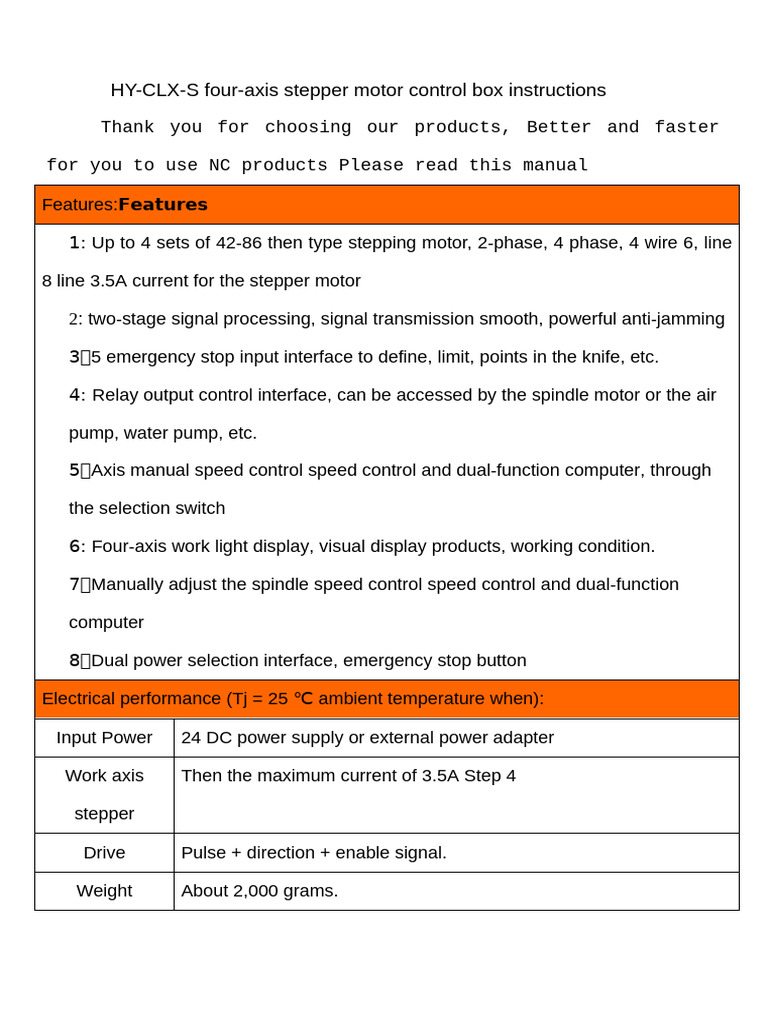 HY-KZL4-S2 Four-Axis Stepper Motor Control Box Instructions | PDF ...