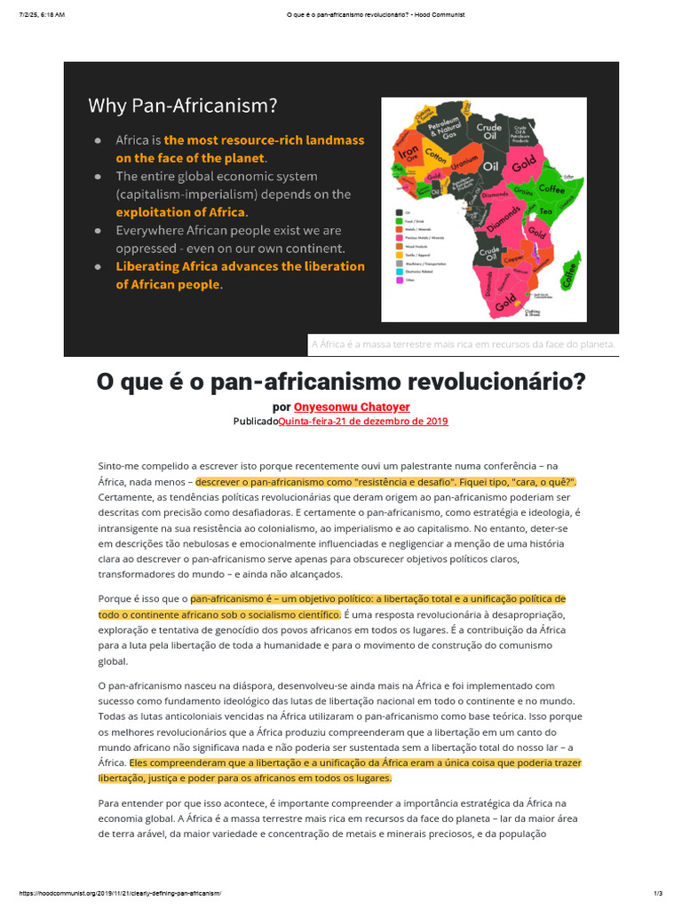 O Que é o Pan-Africanismo Revolucionário_ - Onyesonwu Chatoyer- Hood ...