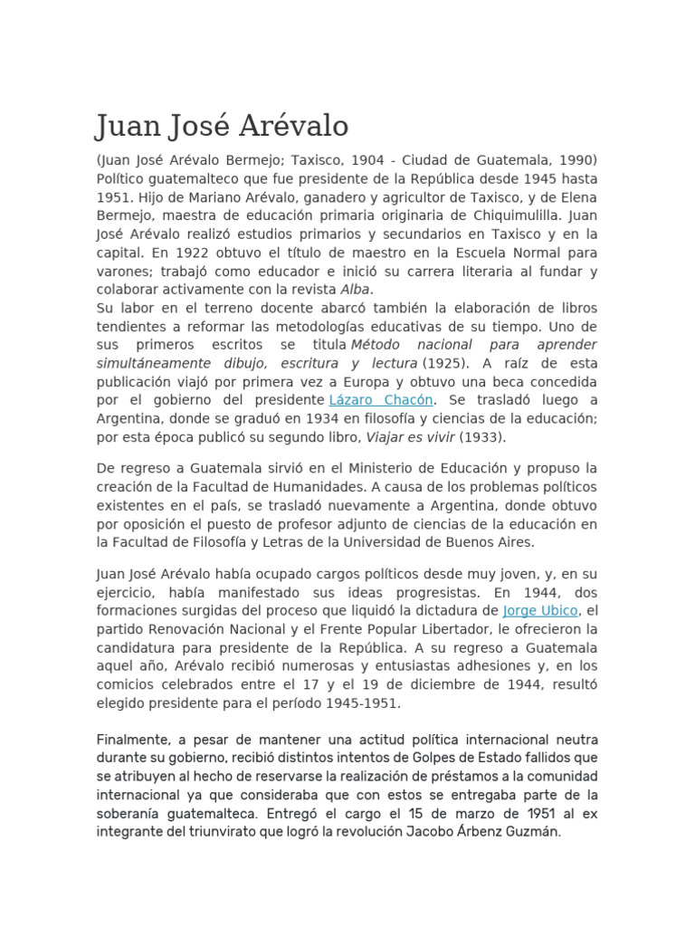Juan José Arévalo | PDF | Guatemala