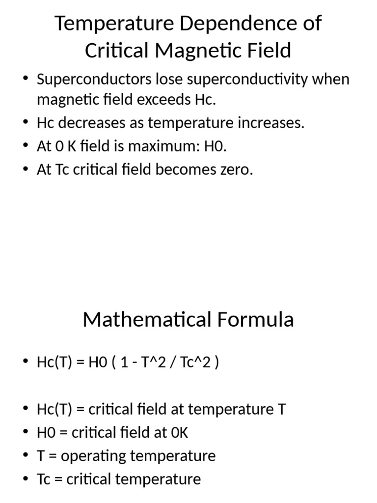 Critical Magnetic Field in Superconductors | PDF