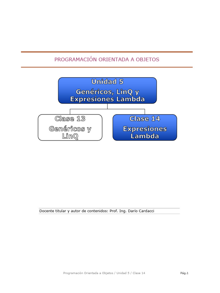 Genéricos, LINQ y Expresiones Lambda | PDF | Función anónima | Informática