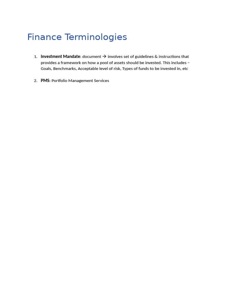 Finance Terminologies | PDF