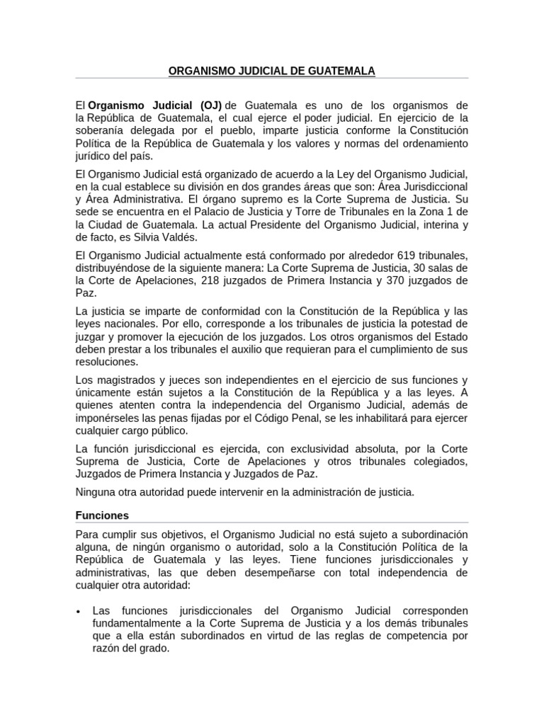 Estructura del Organismo Judicial en Guatemala | PDF | Judicaturas ...