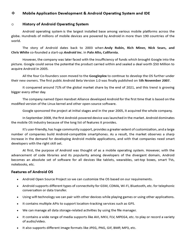 Android Full Material | PDF | Android (Operating System) | Mobile App