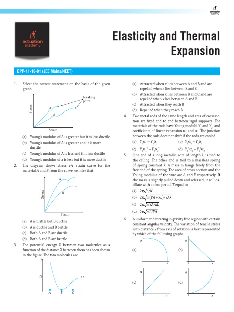 Elasticity and Thermal Expansion Concepts | PDF | Young's Modulus ...