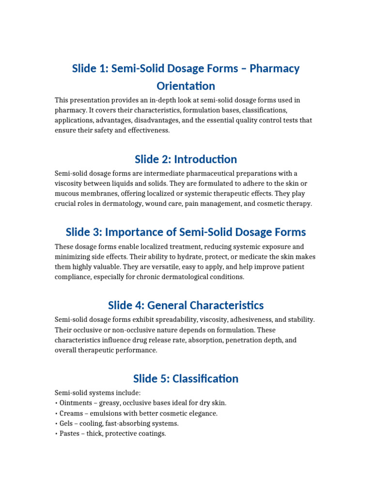 Semi-Solid Dosage Forms in Pharmacy | PDF | Topical Medication ...