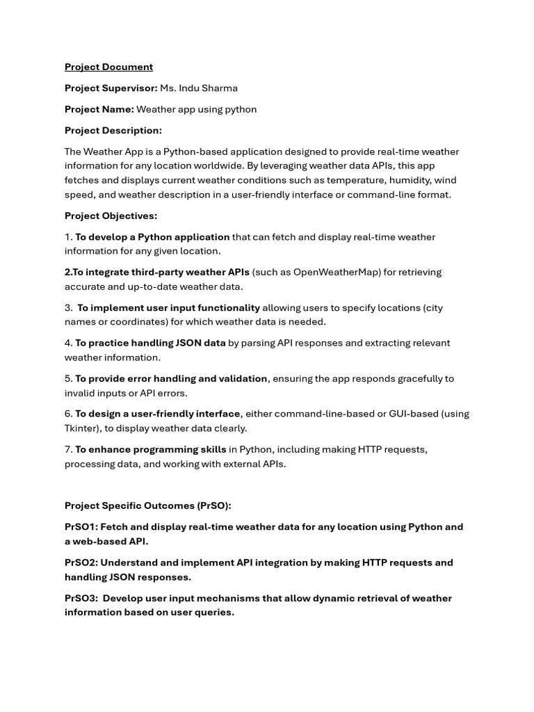 Python Weather App Project Overview | PDF | Python (Programming ...