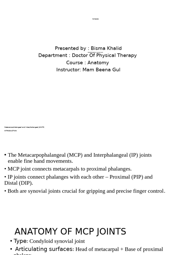 MCP and IP Joints: Anatomy and Function | PDF | Finger | Anatomical ...