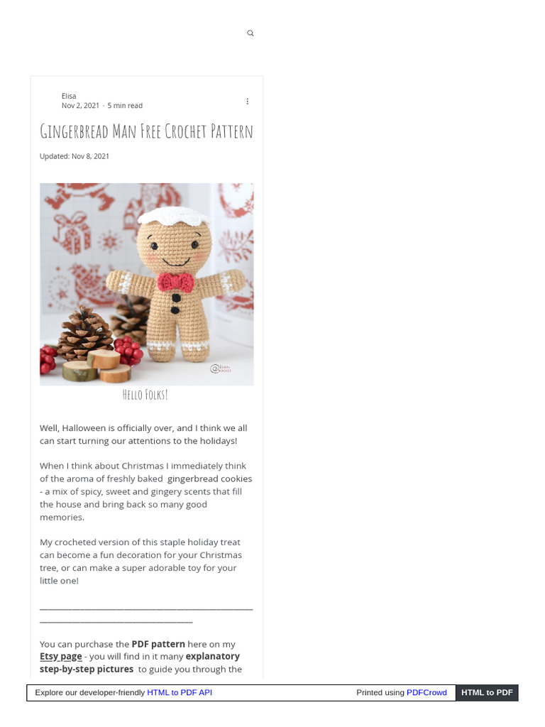 Large Gingerbread Man | PDF | Crochet | Needlework