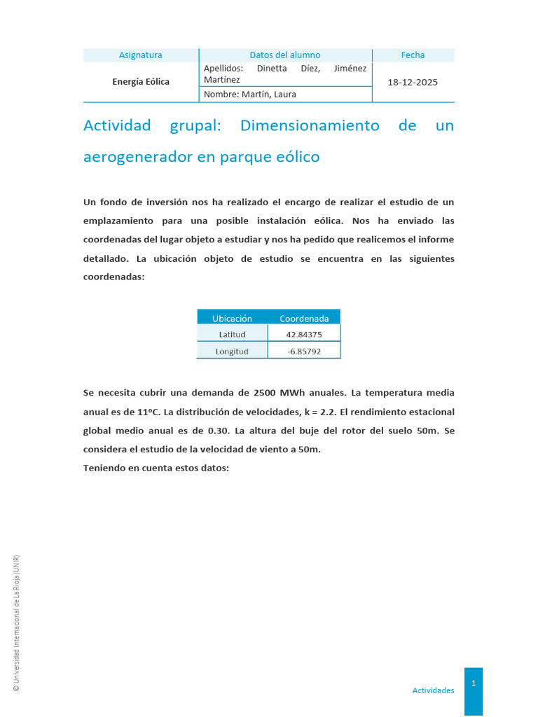 Dimensionamiento de Aerogenerador Eólico | PDF | Energía eólica | Herida