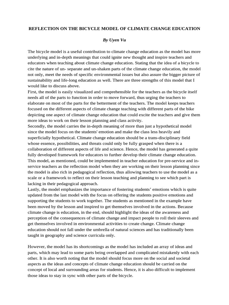 CLimate Change Bicycle Model | PDF | Natural Environment | Cognition