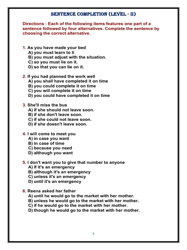Sentence Completion Exercises Level II | PDF | Sustainability | Economies