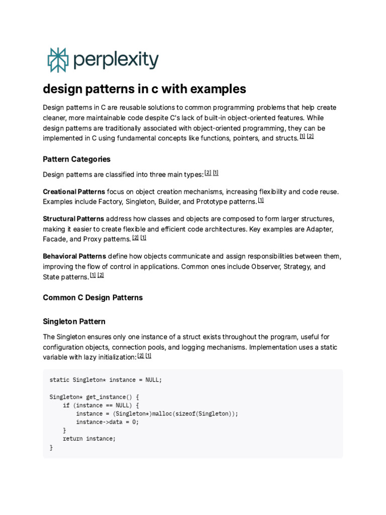 C Design Patterns Explained | PDF | Pointer (Computer Programming ...