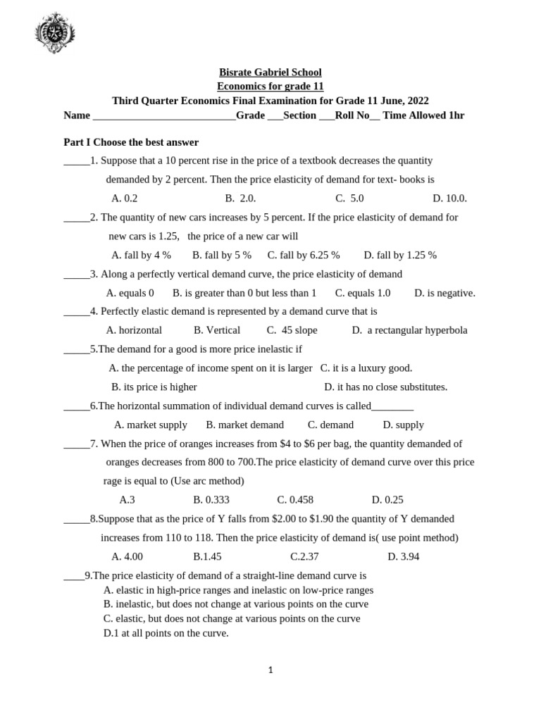 Eco 11 3 rd Q 2022 | PDF | Demand | Elasticity (Economics)