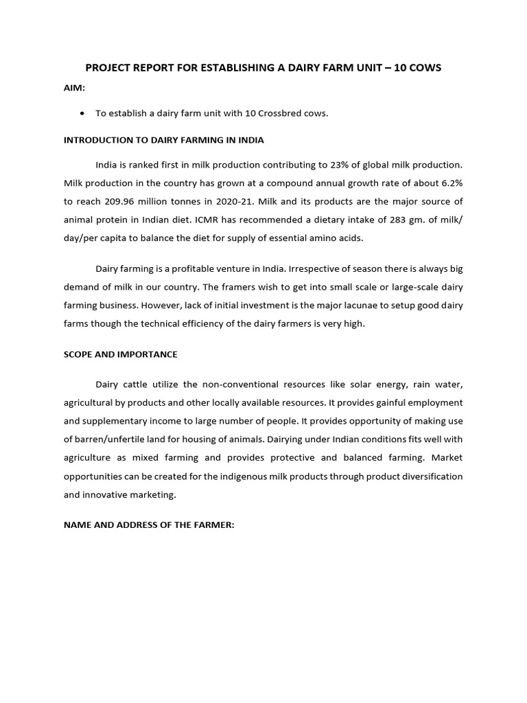 Dairy Farm Project Report: 10 Cows | PDF | Net Present Value | Dairy