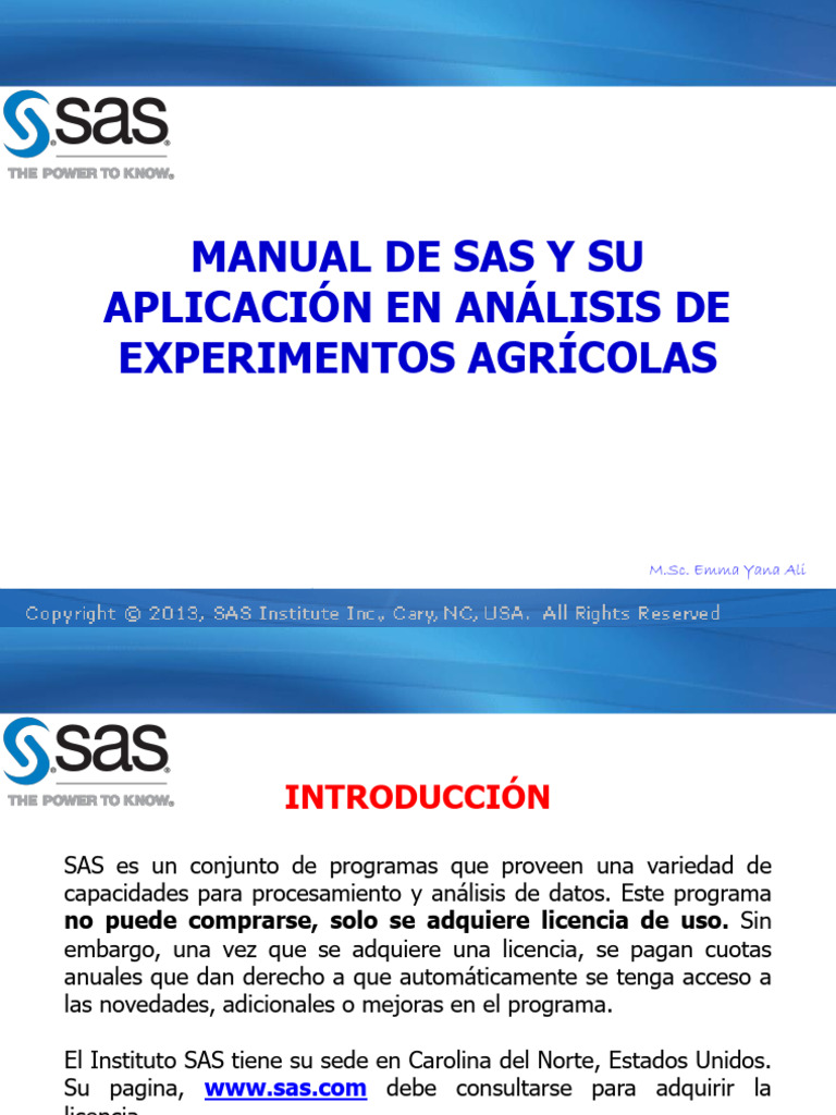 Manual de SAS para Análisis Agrícola | PDF | Análisis de variación ...