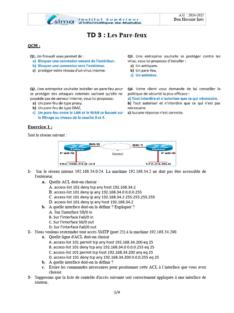 Configuration des ACL pour Pare-feux | PDF | Pare-feu (informatique ...