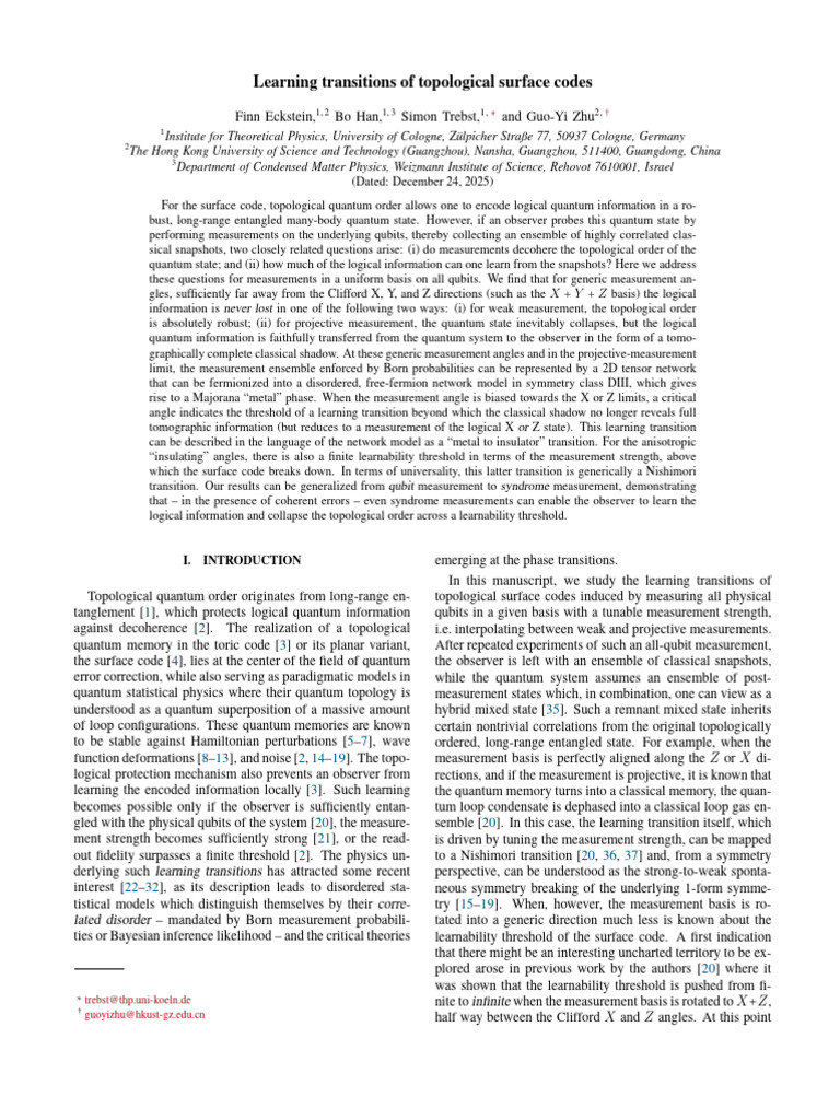 Learning Transitions in Surface Codes | PDF | Quantum Computing ...