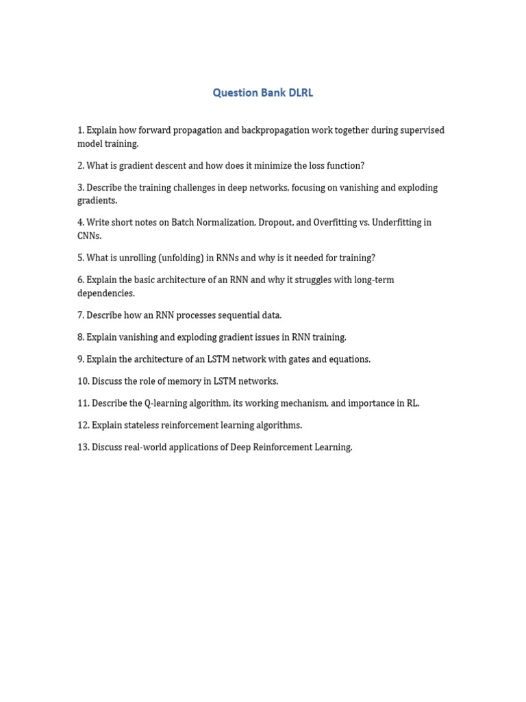 Deep Learning and Reinforcement Learning Q&A | PDF