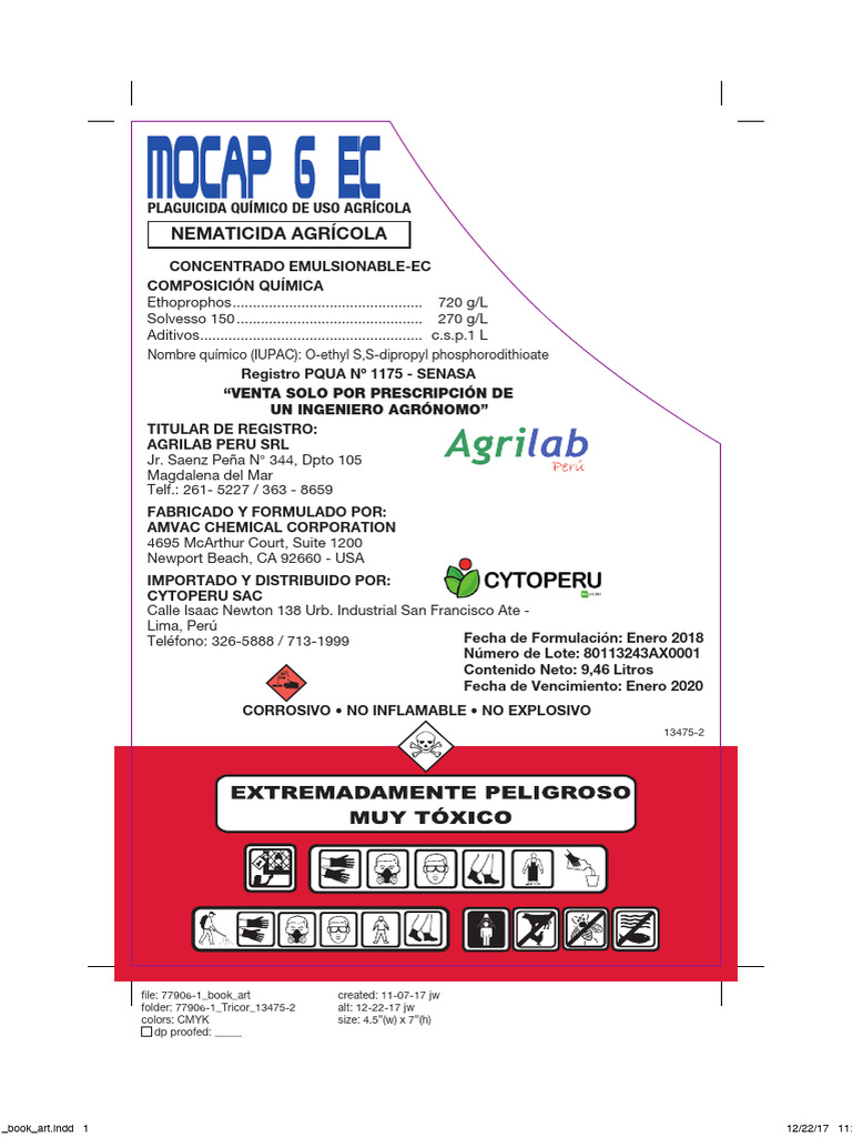 Nematicida Agrícola MOCAP 6 EC | PDF | Agua | Pesticida