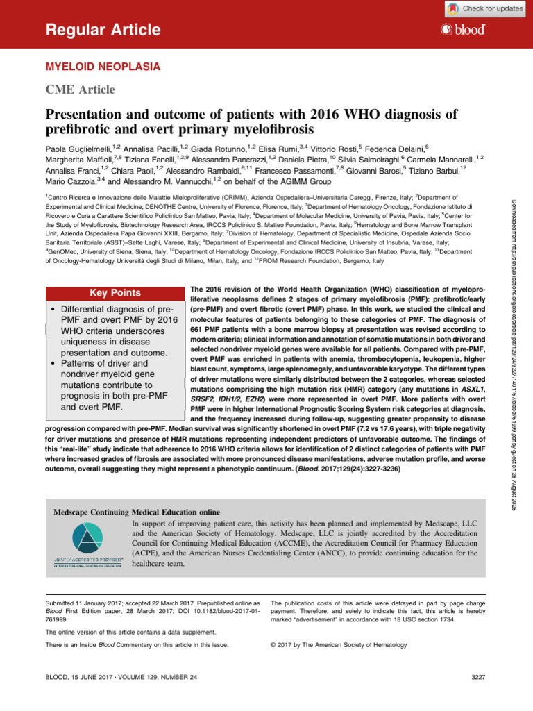 Presentation and Outcome of Patients With 2016 WHO Diagnosis of ...