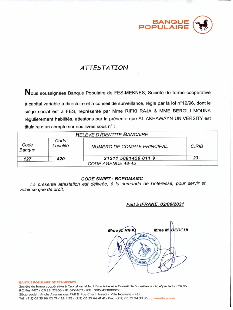 Attestation de RIB 119 | PDF