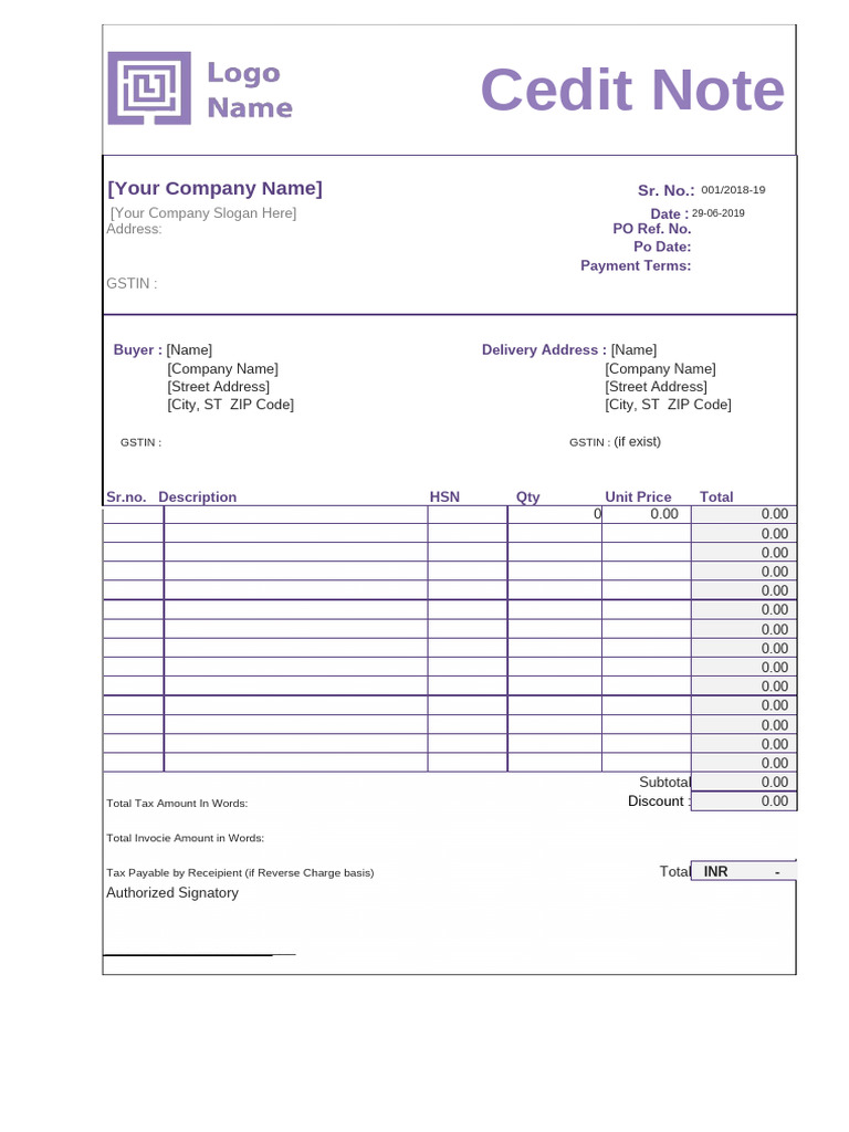 Credit Note Template for Businesses | PDF | Invoice | Payments