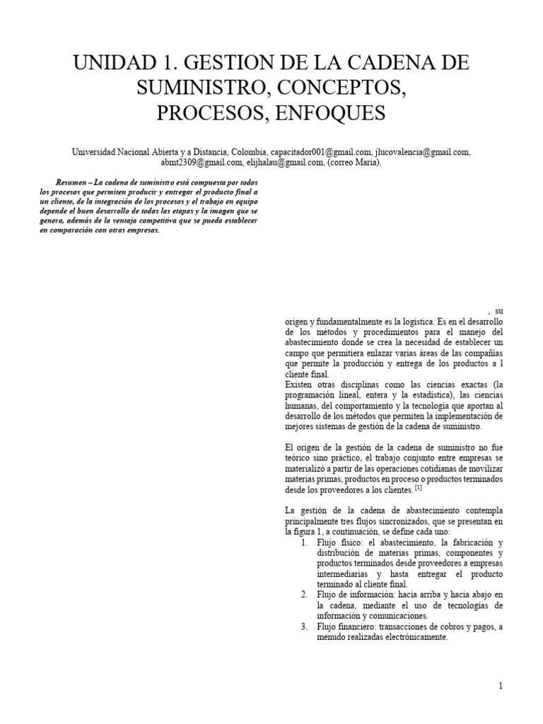1030587540- tarea 1 | PDF | Gestión de la cadena de suministro | Logística