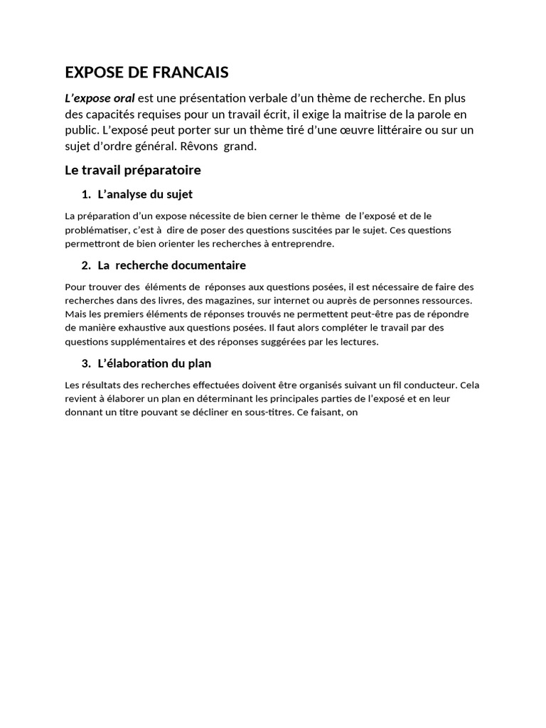 Guide de préparation d'un exposé oral | PDF