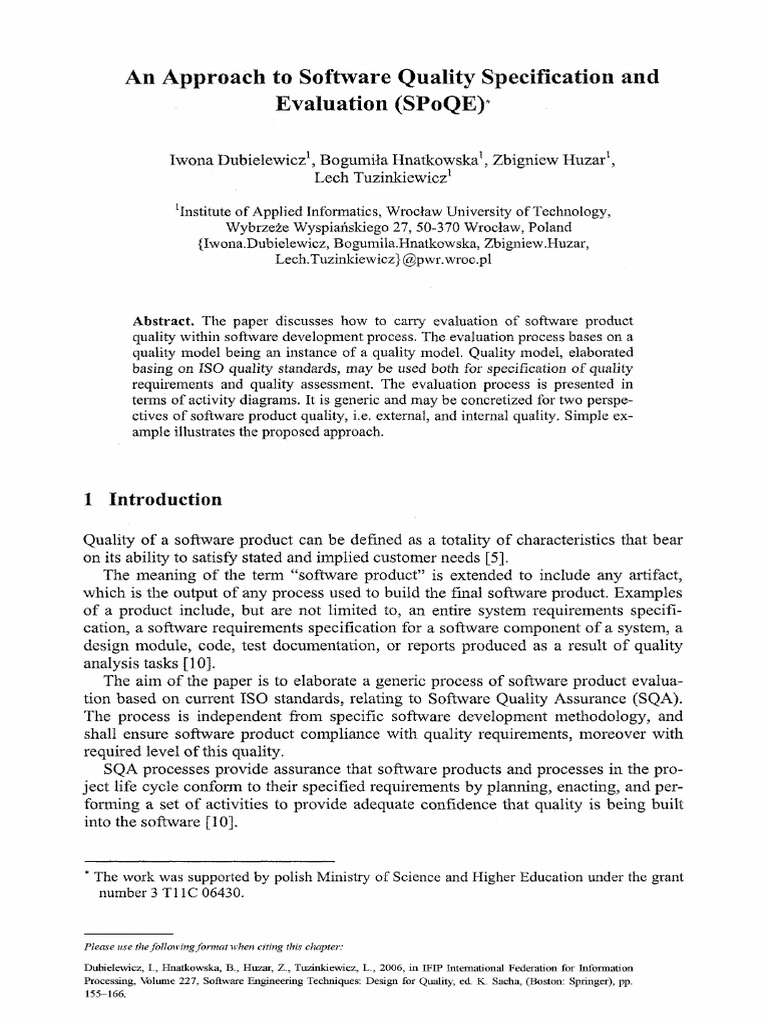 Software Quality Evaluation Process Guide | PDF | Software Quality ...