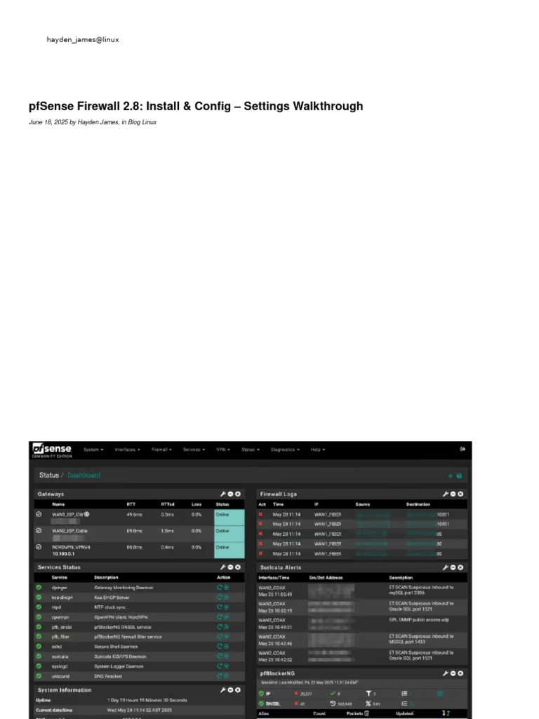 pfSense 2.8 Firewall Setup Guide | PDF | Ip Address | Domain Name System