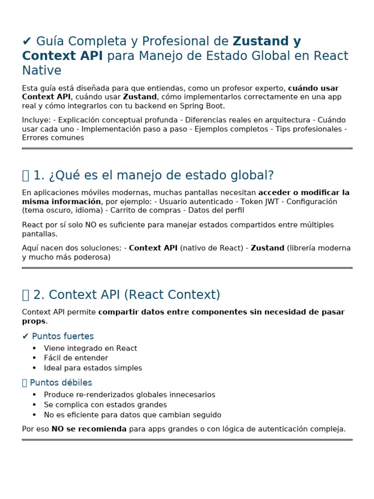 Zustand vs Context API en React Native | PDF | Aplicación movil ...