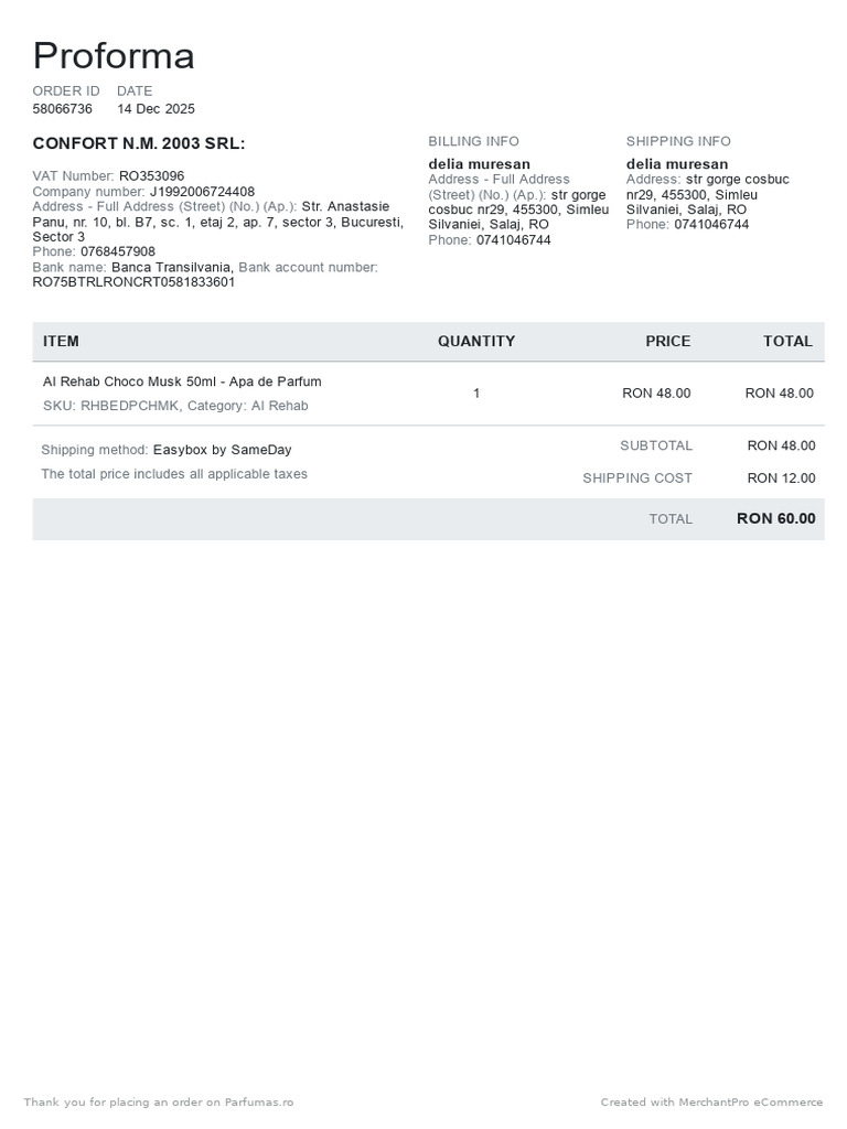 Proforma 58066736 | PDF