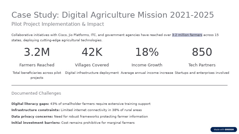 Case Study Digital Agriculture Mission 2021 2025 | PDF